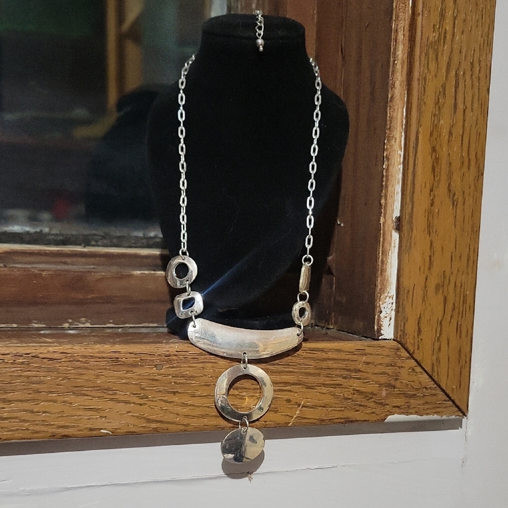 18" Silver Tone Abstract Necklace
